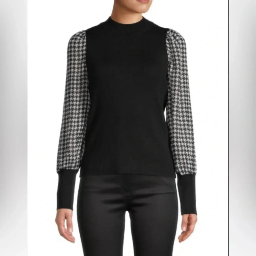 DESIGN 365 Women’s Printed Chiffon‎ Sleeve Sweater